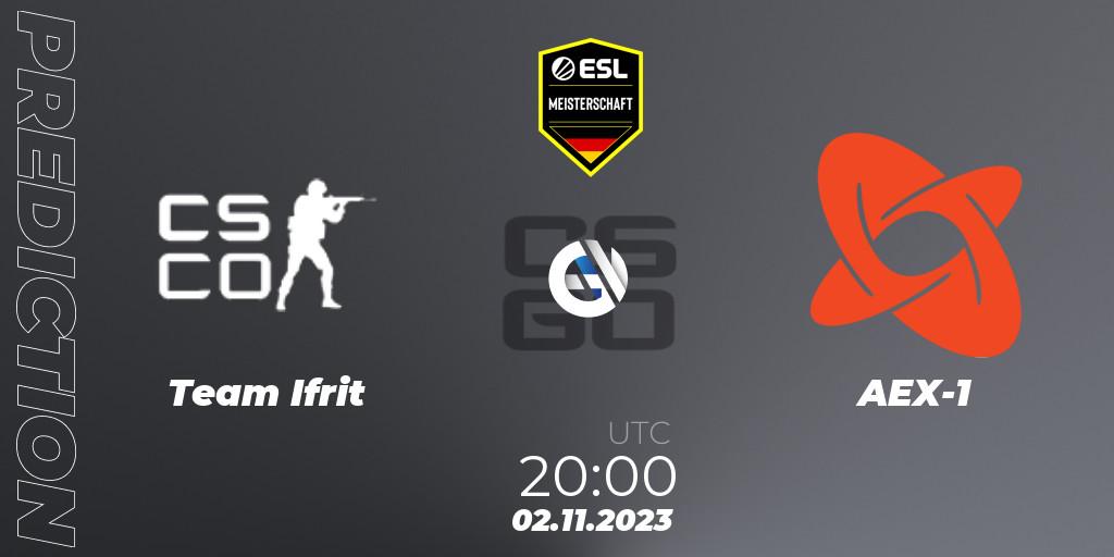Team Ifrit - AEX-1: ennuste. 02.11.2023 at 20:00, Counter-Strike (CS2), ESL Meisterschaft: Autumn 2023