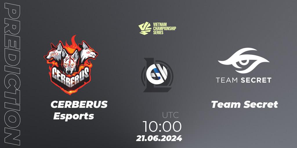 CERBERUS Esports - Team Secret: ennuste. 21.06.2024 at 10:00, LoL, VCS Summer 2024 - Group Stage