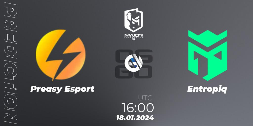 Preasy Esport - Entropiq: ennuste. 18.01.2024 at 16:00, Counter-Strike (CS2), PGL CS2 Major Copenhagen 2024: European Qualifier B