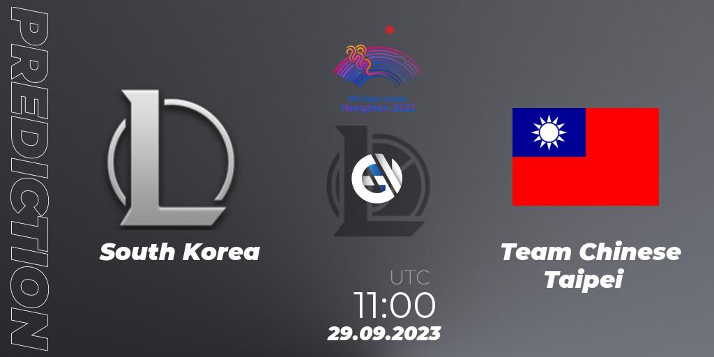 Korea Team - Team Chinese Taipei: ennuste. 29.09.2023 at 11:00, LoL, 2022 Asian Games