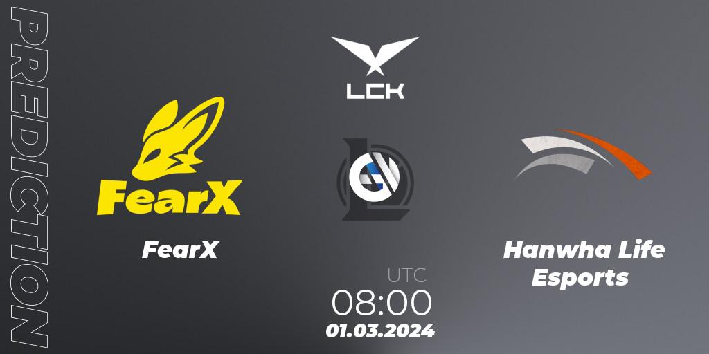 FearX - Hanwha Life Esports: ennuste. 01.03.24, LoL, LCK Spring 2024 - Group Stage