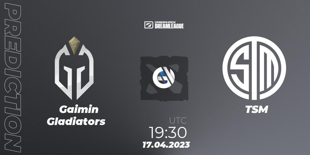 Gaimin Gladiators - TSM: ennuste. 17.04.2023 at 19:25, Dota 2, DreamLeague Season 19 - Group Stage 2
