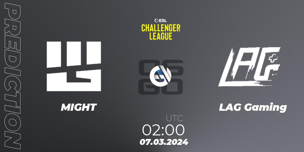 MIGHT - LAG Gaming: ennuste. 07.03.2024 at 02:00, Counter-Strike (CS2), ESL Challenger League Season 47: North America