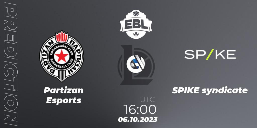Partizan Esports - SPIKE syndicate: ennuste. 06.10.2023 at 16:00, LoL, Esports Balkan League Pro-Am 2023