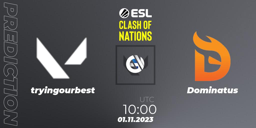 tryingourbest - Dominatus: ennuste. 01.11.23, VALORANT, ESL Clash of Nations 2023 - SEA Closed Qualifier
