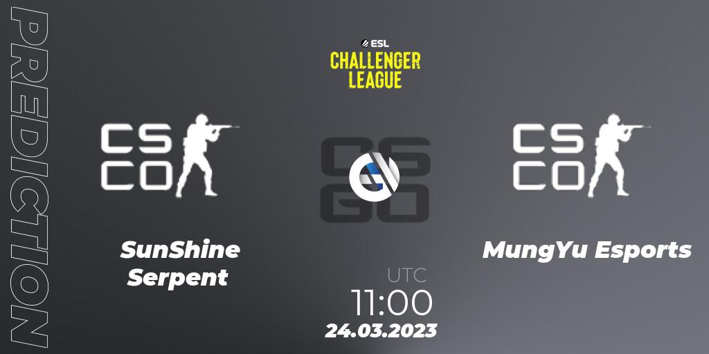 SunShine Serpent - MungYu Esports: ennuste. 24.03.2023 at 11:00, Counter-Strike (CS2), ESL Challenger League Season 44 Relegation: Asia-Pacific