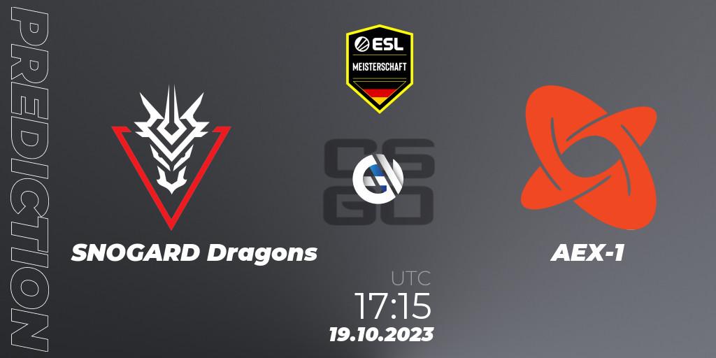 SNOGARD Dragons - AEX-1: ennuste. 19.10.2023 at 17:15, Counter-Strike (CS2), ESL Meisterschaft: Autumn 2023