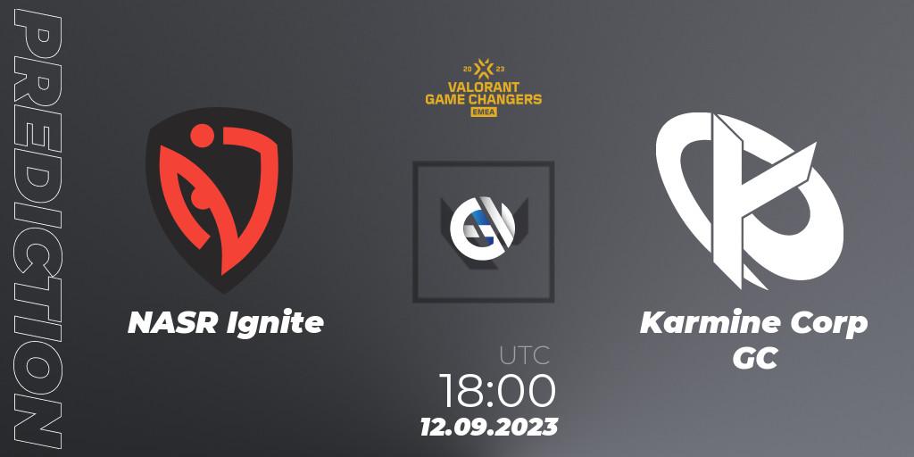 NASR Ignite - Karmine Corp GC: ennuste. 12.09.2023 at 18:00, VALORANT, VCT 2023: Game Changers EMEA Stage 3 - Group Stage