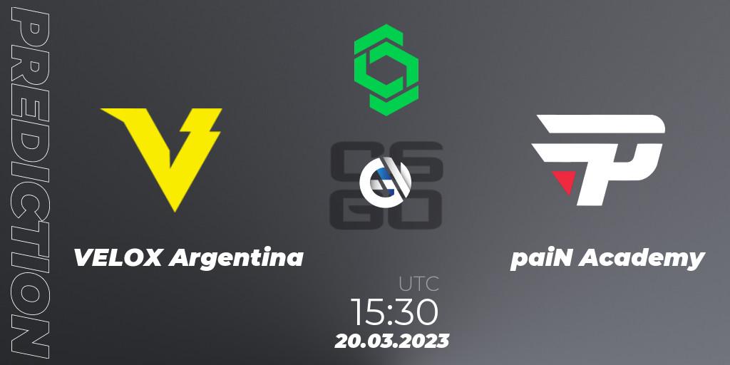 VELOX Argentina - paiN Academy: ennuste. 20.03.23, CS2 (CS:GO), CCT South America Series #6: Closed Qualifier