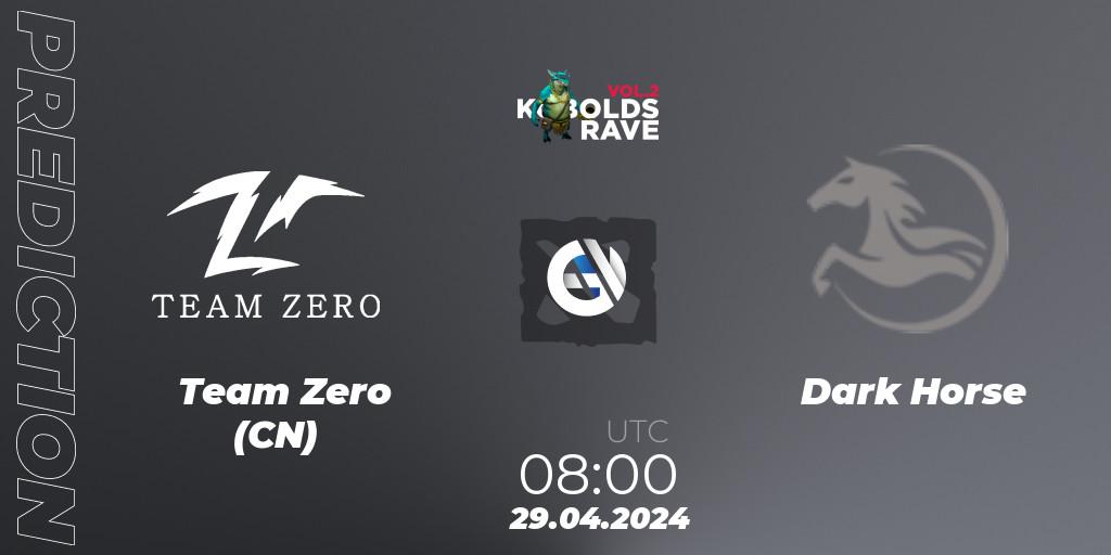 Team Zero (CN) - Dark Horse: ennuste. 29.04.2024 at 08:00, Dota 2, Cringe Station Kobolds Rave 2
