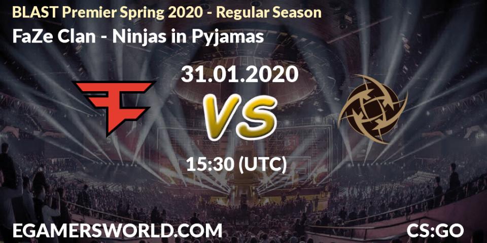 FaZe Clan - Ninjas in Pyjamas: ennuste. 31.01.20, CS2 (CS:GO), BLAST Premier Spring Series 2020: Regular Season