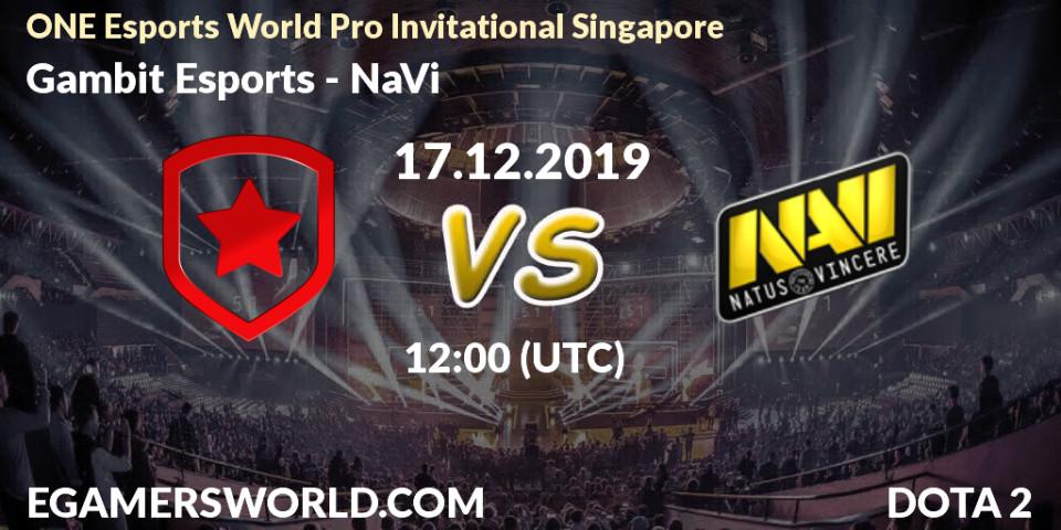 Gambit Esports - NaVi: ennuste. 17.12.19, Dota 2, ONE Esports World Pro Invitational Singapore
