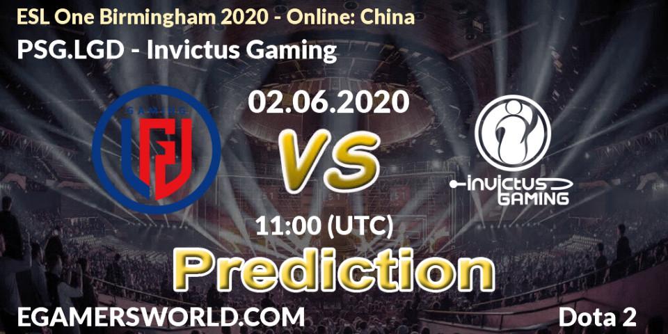 PSG.LGD - Invictus Gaming: ennuste. 02.06.20, Dota 2, ESL One Birmingham 2020 - Online: China