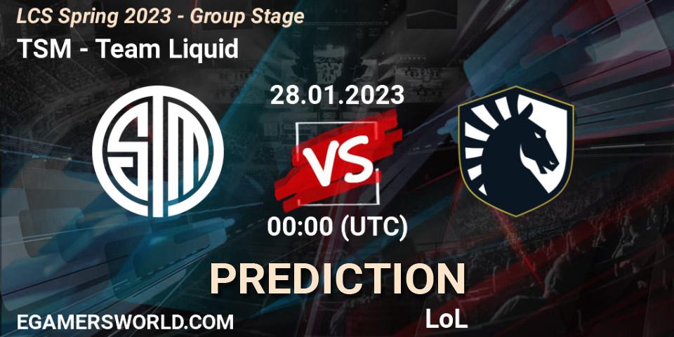 TSM - Team Liquid: ennuste. 28.01.23, LoL, LCS Spring 2023 - Group Stage