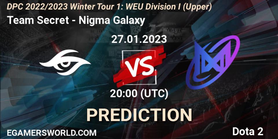 Team Secret - Nigma Galaxy: ennuste. 27.01.23, Dota 2, DPC 2022/2023 Winter Tour 1: WEU Division I (Upper)