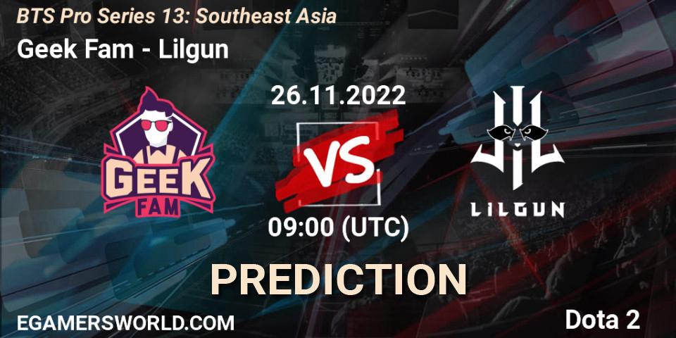 Geek Fam - Lilgun: ennuste. 26.11.22, Dota 2, BTS Pro Series 13: Southeast Asia