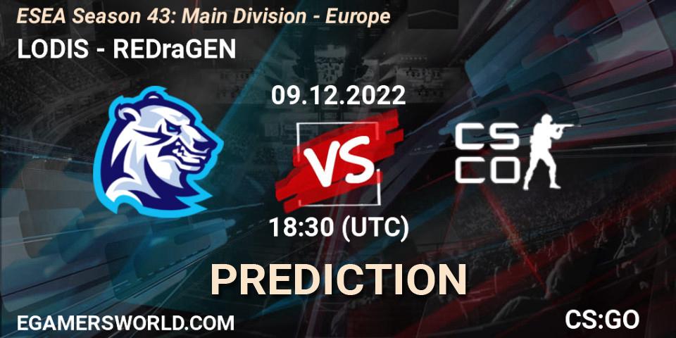 LODIS - REDraGEN: ennuste. 09.12.22, CS2 (CS:GO), ESEA Season 43: Main Division - Europe