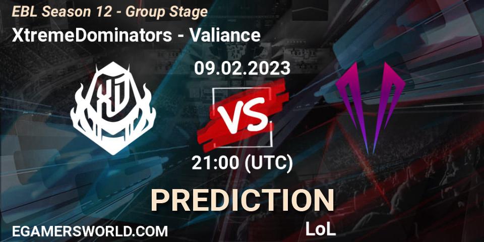 XtremeDominators - Valiance: ennuste. 09.02.23, LoL, EBL Season 12 - Group Stage