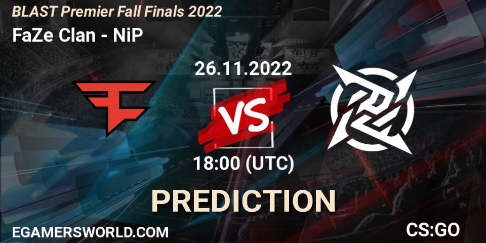 FaZe Clan - NiP: ennuste. 26.11.22, CS2 (CS:GO), BLAST Premier Fall Finals 2022