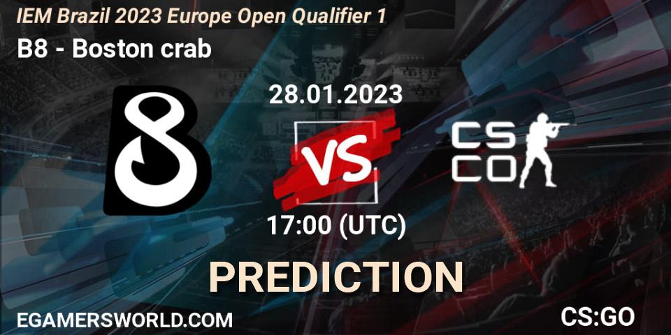B8 - Boston crab: ennuste. 28.01.23, CS2 (CS:GO), IEM Brazil Rio 2023 Europe Open Qualifier 1