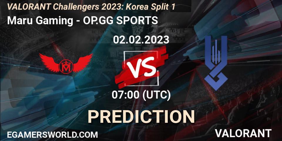 Maru Gaming - OP.GG SPORTS: ennuste. 02.02.23, VALORANT, VALORANT Challengers 2023: Korea Split 1