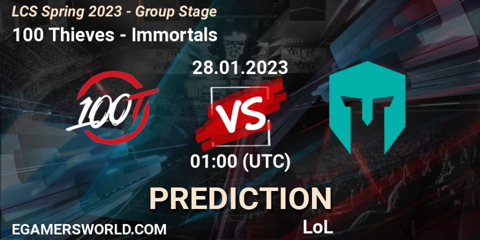 100 Thieves - Immortals: ennuste. 28.01.23, LoL, LCS Spring 2023 - Group Stage