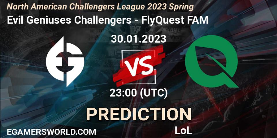 Evil Geniuses Challengers - FlyQuest FAM: ennuste. 30.01.23, LoL, NACL 2023 Spring - Group Stage