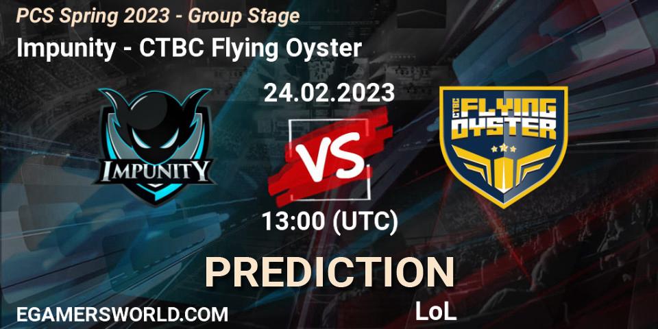 Impunity - CTBC Flying Oyster: ennuste. 10.02.23, LoL, PCS Spring 2023 - Group Stage