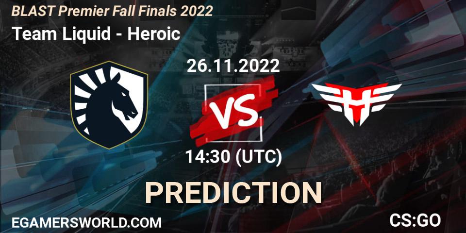 Team Liquid - Heroic: ennuste. 26.11.22, CS2 (CS:GO), BLAST Premier Fall Finals 2022