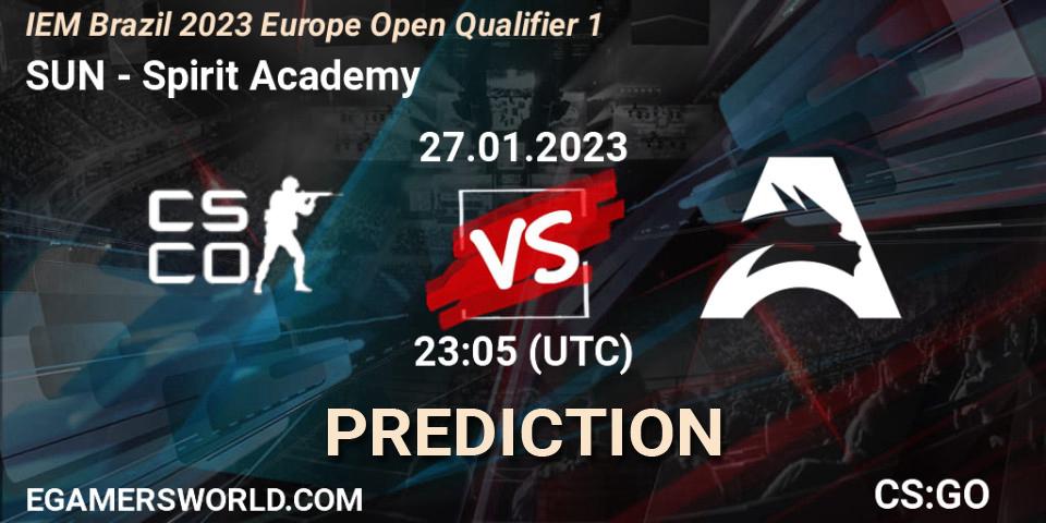 SUN - Spirit Academy: ennuste. 28.01.23, CS2 (CS:GO), IEM Brazil Rio 2023 Europe Open Qualifier 1