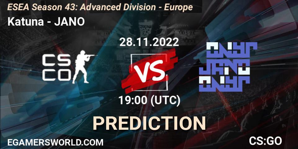 Katuna - JANO: ennuste. 28.11.22, CS2 (CS:GO), ESEA Season 43: Advanced Division - Europe