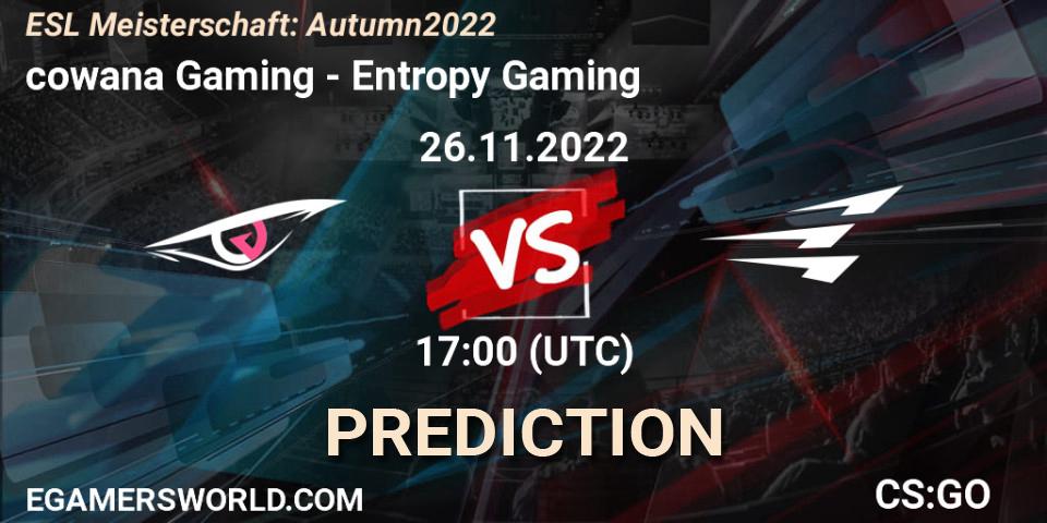 cowana Gaming - Entropy Gaming: ennuste. 26.11.22, CS2 (CS:GO), ESL Meisterschaft: Autumn 2022