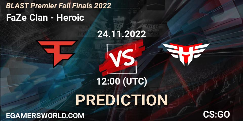FaZe Clan - Heroic: ennuste. 24.11.22, CS2 (CS:GO), BLAST Premier Fall Finals 2022