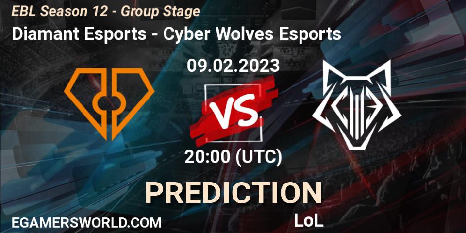 Diamant Esports - Cyber Wolves Esports: ennuste. 09.02.23, LoL, EBL Season 12 - Group Stage