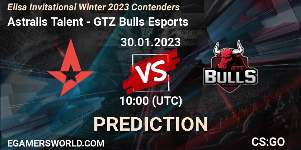 Astralis Talent - GTZ Bulls Esports: ennuste. 30.01.23, CS2 (CS:GO), Elisa Invitational Winter 2023 Contenders