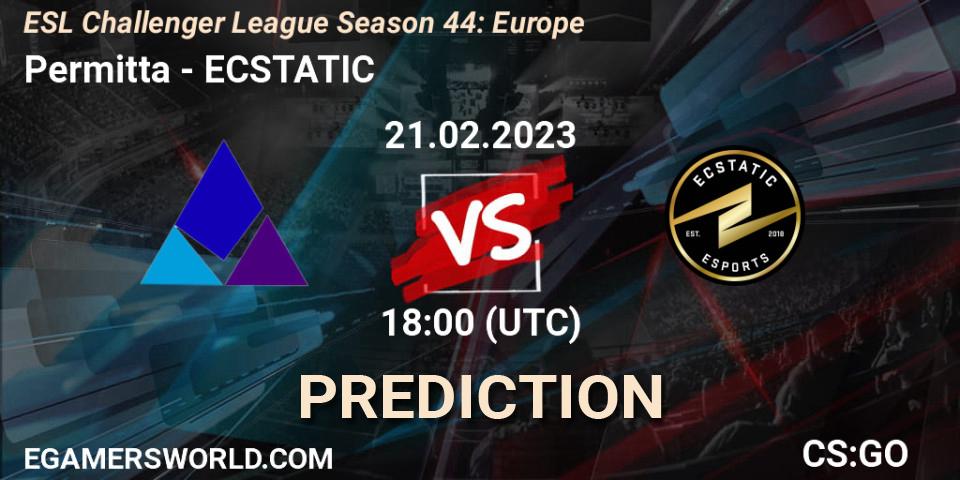 Permitta - ECSTATIC: ennuste. 21.02.23, CS2 (CS:GO), ESL Challenger League Season 44: Europe