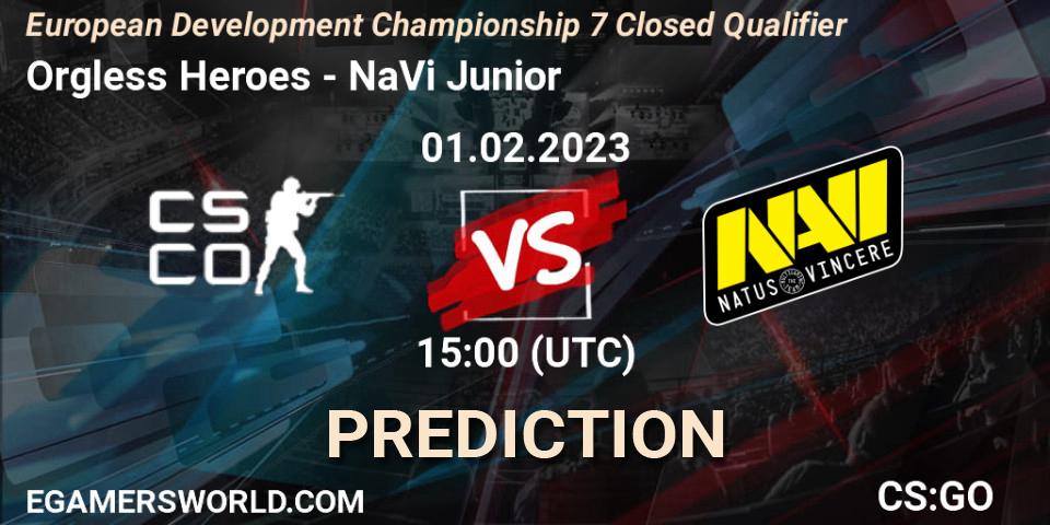 Orgless Heroes - NaVi Junior: ennuste. 01.02.23, CS2 (CS:GO), European Development Championship 7 Closed Qualifier