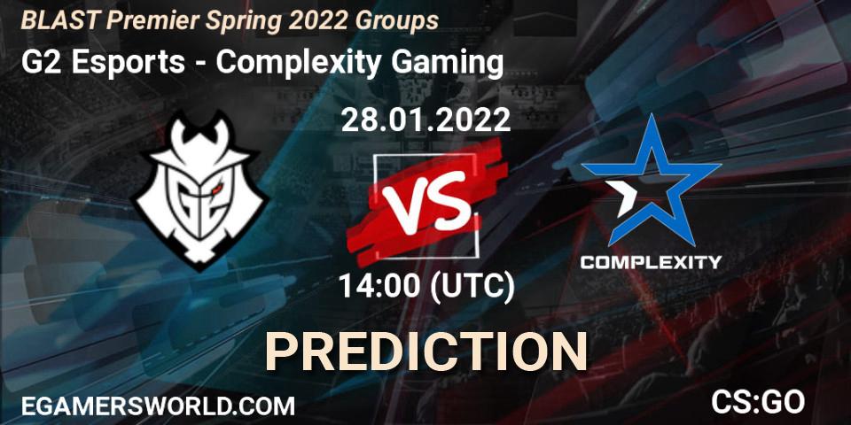 G2 Esports - Complexity Gaming: ennuste. 28.01.22, CS2 (CS:GO), BLAST Premier Spring Groups 2022