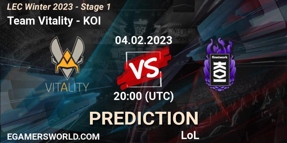 Team Vitality - KOI: ennuste. 04.02.23, LoL, LEC Winter 2023 - Stage 1