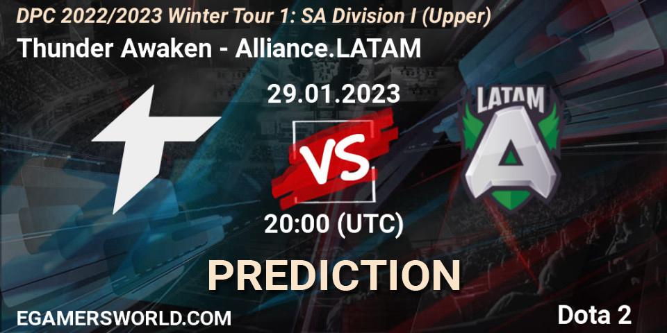 Thunder Awaken - Alliance.LATAM: ennuste. 29.01.23, Dota 2, DPC 2022/2023 Winter Tour 1: SA Division I (Upper) 