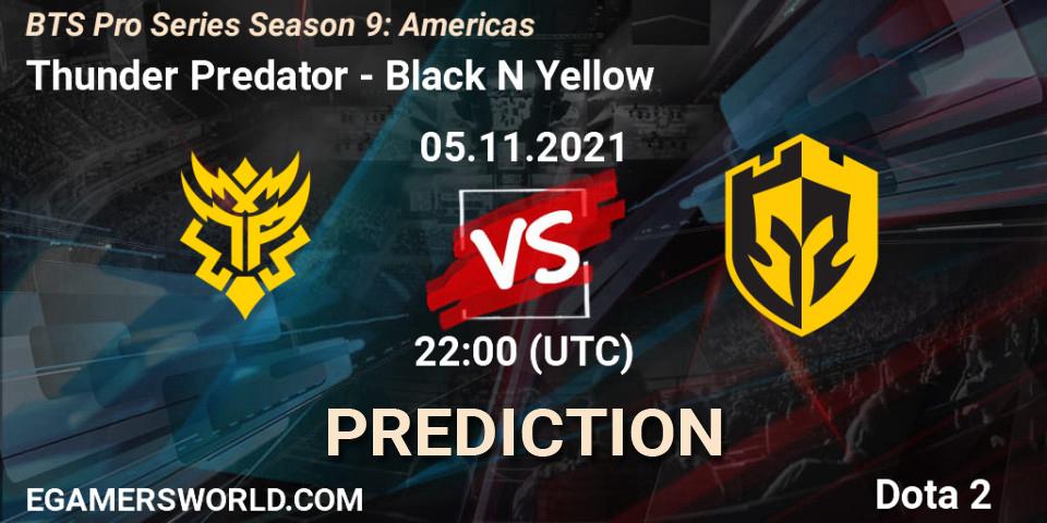 Thunder Predator - Black N Yellow: ennuste. 06.11.21, Dota 2, BTS Pro Series Season 9: Americas
