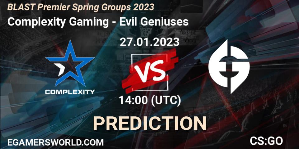 Complexity Gaming - Evil Geniuses: ennuste. 27.01.23, CS2 (CS:GO), BLAST Premier Spring Groups 2023