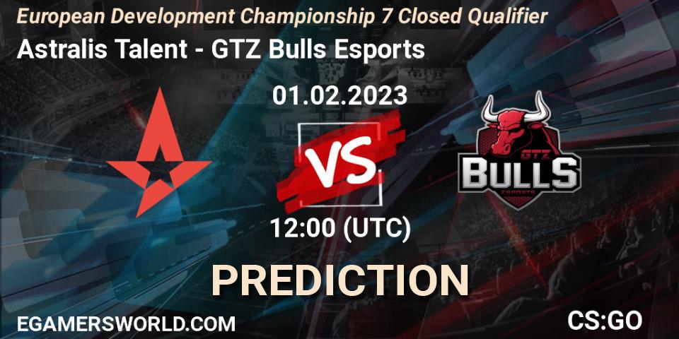 Astralis Talent - GTZ Bulls Esports: ennuste. 01.02.23, CS2 (CS:GO), European Development Championship 7 Closed Qualifier
