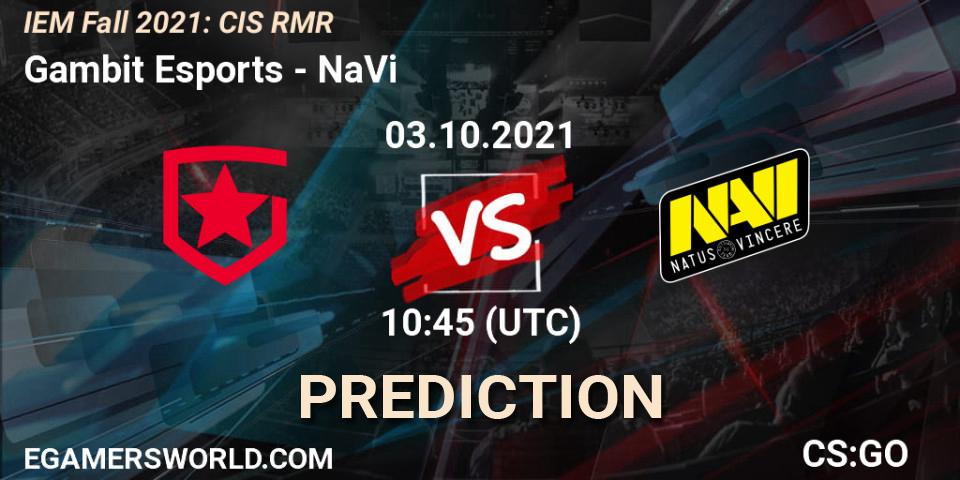 Gambit Esports - NaVi: ennuste. 03.10.21, CS2 (CS:GO), IEM Fall 2021: CIS RMR