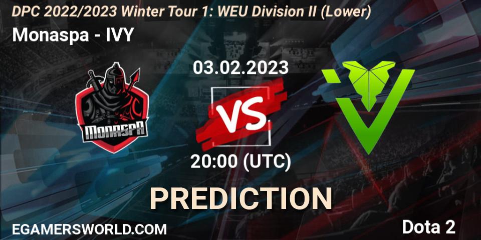 Monaspa - IVY: ennuste. 03.02.23, Dota 2, DPC 2022/2023 Winter Tour 1: WEU Division II (Lower)