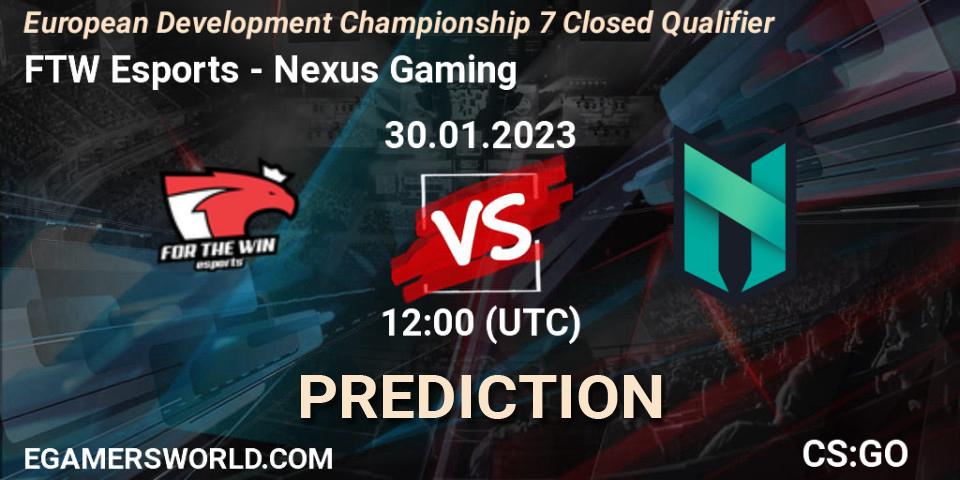 FTW Esports - Nexus Gaming: ennuste. 30.01.23, CS2 (CS:GO), European Development Championship 7 Closed Qualifier