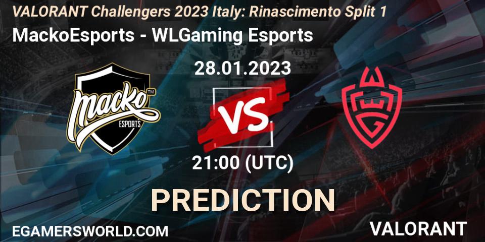 MackoEsports - WLGaming Esports: ennuste. 28.01.23, VALORANT, VALORANT Challengers 2023 Italy: Rinascimento Split 1