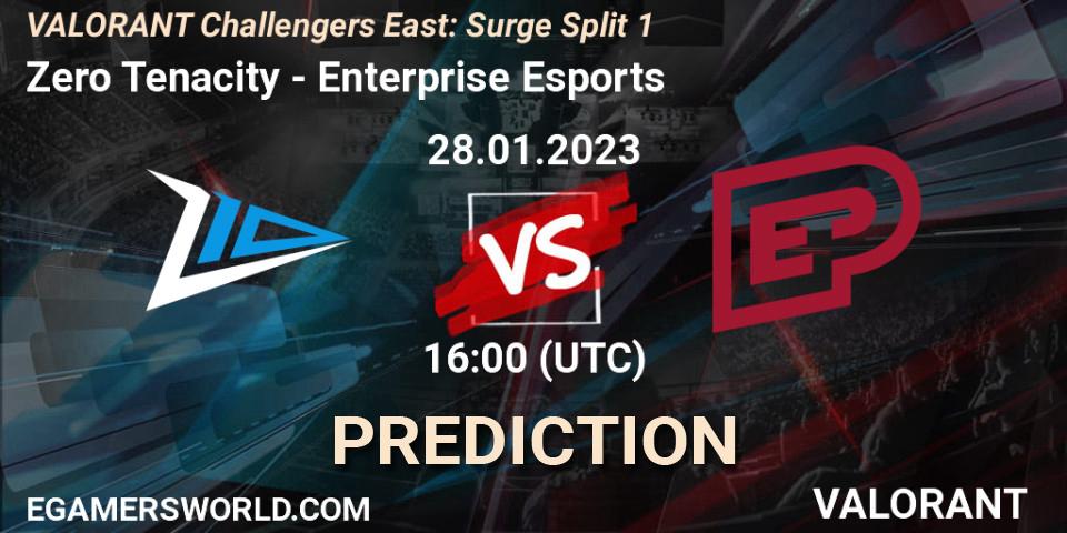 Zero Tenacity - Enterprise Esports: ennuste. 28.01.23, VALORANT, VALORANT Challengers 2023 East: Surge Split 1