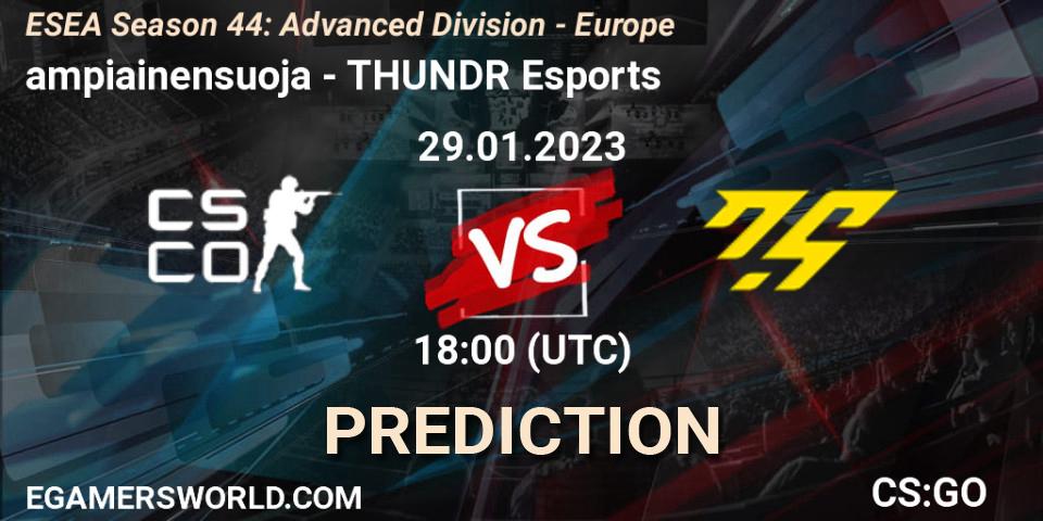 ampiainensuoja - THUNDR Esports: ennuste. 29.01.23, CS2 (CS:GO), ESEA Season 44: Advanced Division - Europe
