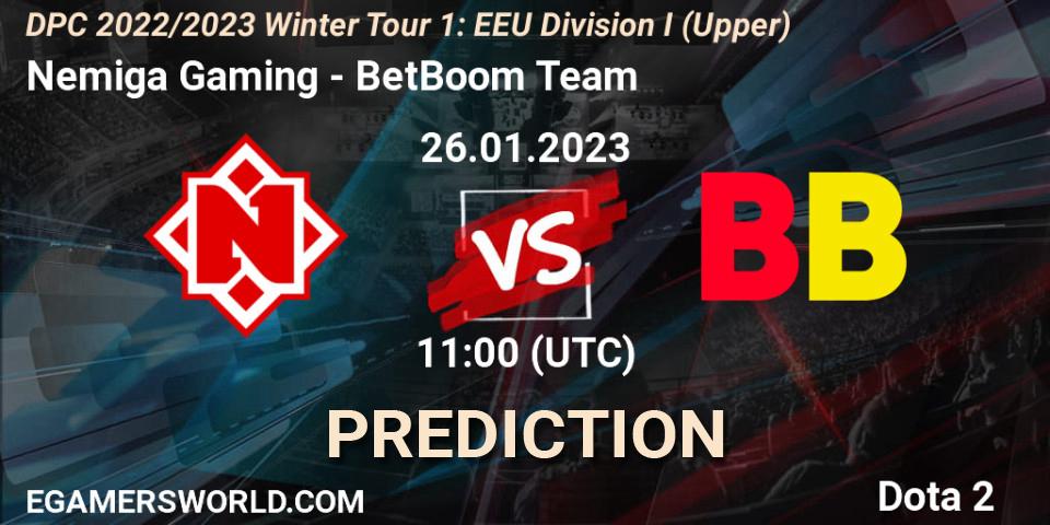 Nemiga Gaming - BetBoom Team: ennuste. 26.01.23, Dota 2, DPC 2022/2023 Winter Tour 1: EEU Division I (Upper)
